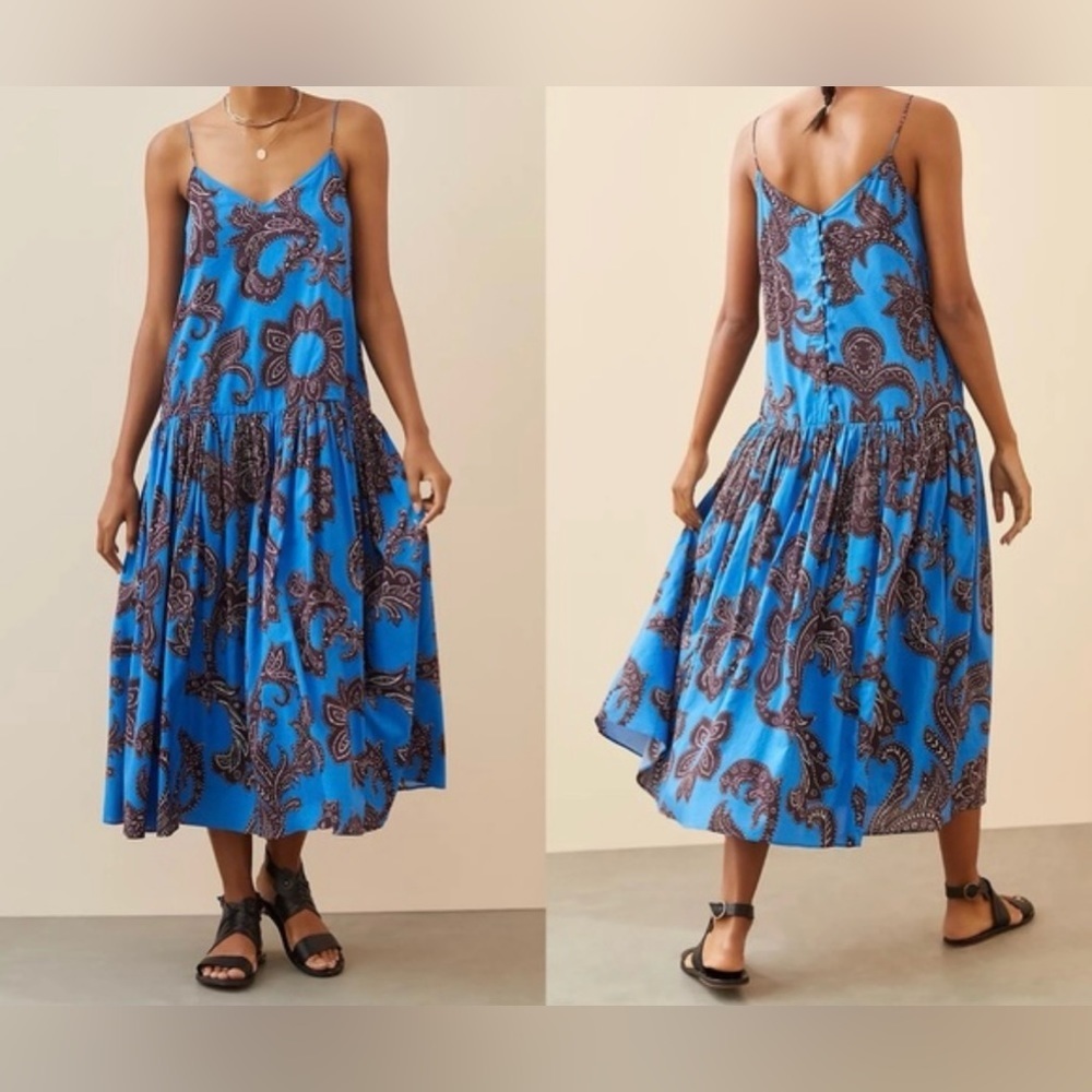 Anthropologie Atsu Flounced Paisley Midi Dress Size Medium - Picture 12 of 12
